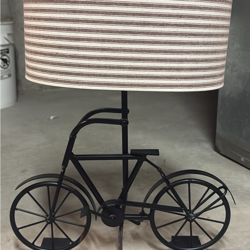 Striped Brown Bicycle Table Lamp